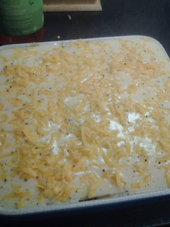 A picture of Paula's lasagne with homemade cheese sauce.