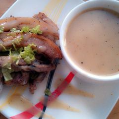 A picture of "Grilled Pork Tenderloin with Brown Sauce".