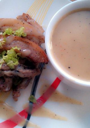 A picture of "Grilled Pork Tenderloin with Brown Sauce".