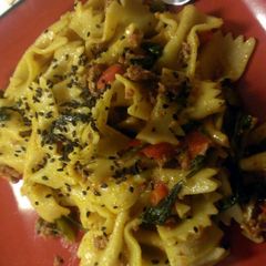 A picture of Spicy Shrimp and Tomato Pasta.