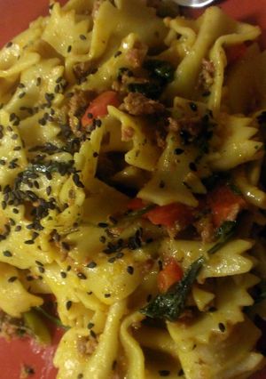 A picture of Spicy Shrimp and Tomato Pasta.