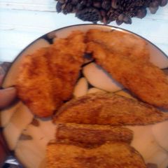 A picture of Brad's cheese fried fish.