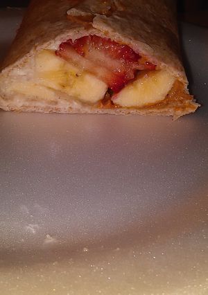 A picture of Nikki's Fruit burrito.