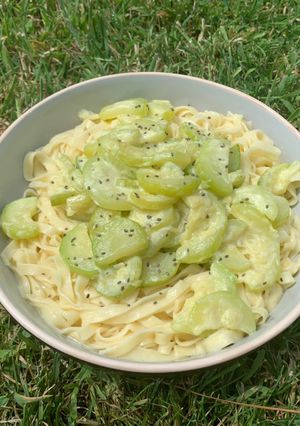 Une photo de Tagliatelles crème-courgettes