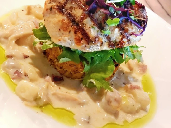 Easy Way Make Recipe Grilled Fish with Awadhi Creamy Potato, Veggie Rosti &amp;amp; Greens that is Delicious, Really Delicious}