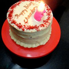 A picture of Red Velvet Cake with Cream Cheese Frosting.