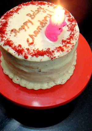 A picture of Red Velvet Cake with Cream Cheese Frosting.