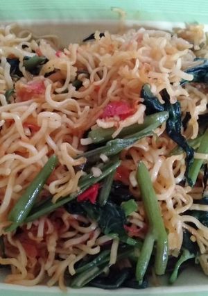 Foto resep Mie kangkung