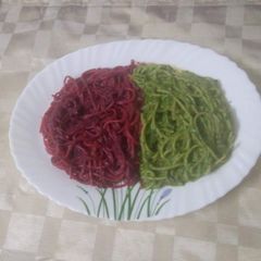 Beetroot and Spinach Spaghetti Pasta A picture of Beetroot and Spinach Spaghetti Pasta.