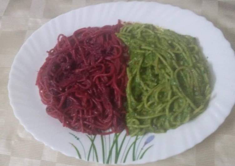 Steps to Prepare Quick Beetroot and Spinach Spaghetti Pasta