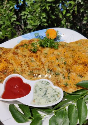 A picture of Sooji Uttapam (Savory Semolina & Maize Pancakes).