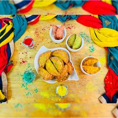 A picture of Karnataka Style Rainbow Karjikai / Gujiya.