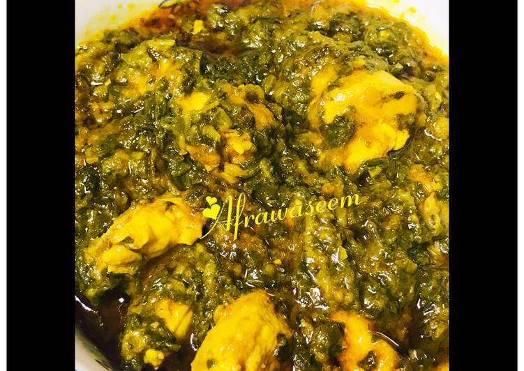 Recipe of Homemade Spinach &amp; chicken gravy (Palak chicken)