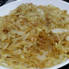 Stir-Fried cabbage and onion with cumin A picture of Stir-Fried cabbage and onion with cumin.