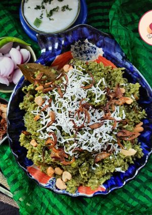 A picture of Palak Paneer Biryani.