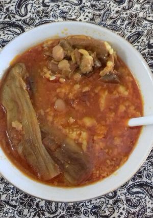 عکسی از دستور آبگوشت گوجه و بادمجان