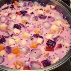 A picture of Pink Blossom Fresh Fruit Soup.