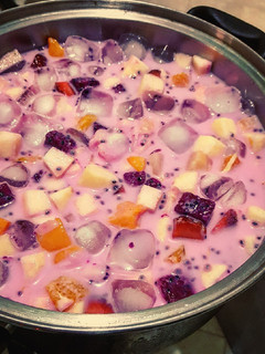 A picture of Pink Blossom Fresh Fruit Soup.