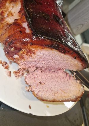 A picture of My honey,mustard and maple syrup glazed ham.