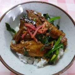 A picture of Grilled Saury on Rice.