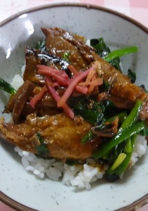 A picture of Grilled Saury on Rice.