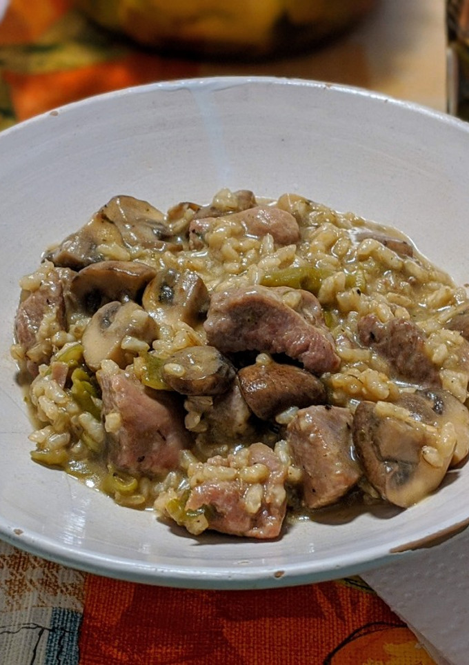 Una foto de Risotto integral con toque manchego