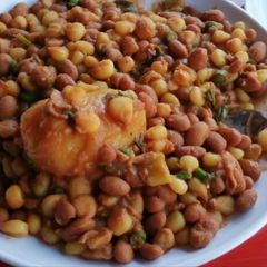 A picture of Githeri spiced.