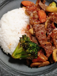 A picture of Firecracker beef stir fry.