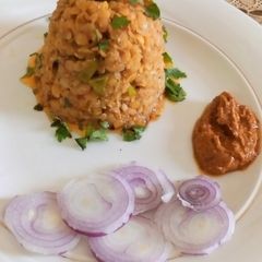 A picture of Masoor ki bhuni dal.