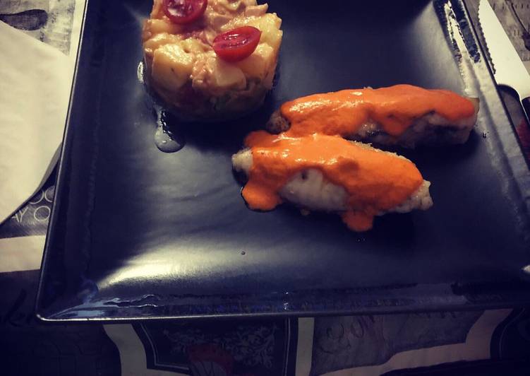 Rape en salsa de pimiento de piquillo