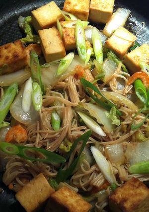 A picture of Tofu Stir-fry with Mentsuyu.