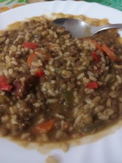Una foto de Lentejas con arroz