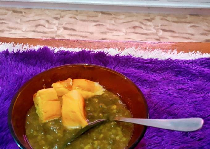 Cara Bikin Bubur kacang hijau toping roti Yang Mudah