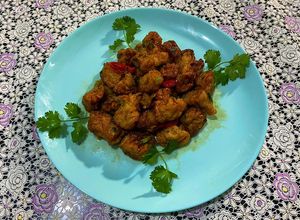 Hình của món SP.0769 - Chả Cá Thác Lác Chiên Giòn Sốt Mắm Tỏi.