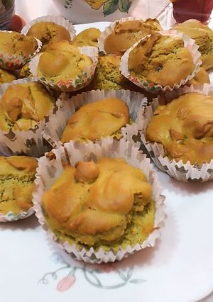A picture of Avocado and Blueberry Muffins Cooked in an Air Fryer.