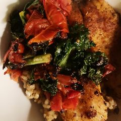 A picture of Risotto and Tilapia.