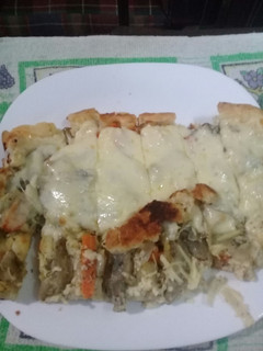 Una foto de Pizza de berenjenas
