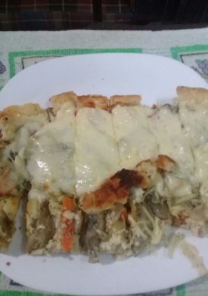 Una foto de Pizza de berenjenas