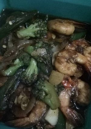 Foto resep Udang brocoli lada hitam