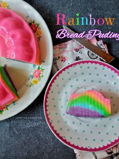 Foto resep Rainbow Bread Pudding