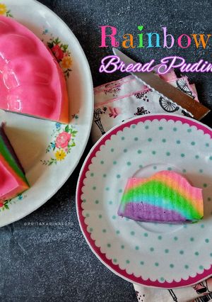 Foto resep Rainbow Bread Pudding