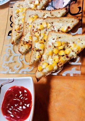A picture of Corn cheese toast.