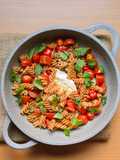 Fusilli con queso brie de cabra, tomatitos cherry y albahaca 🍝Pasta seca sin gluten con queso brie