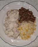 Pollo con crema y champiñones