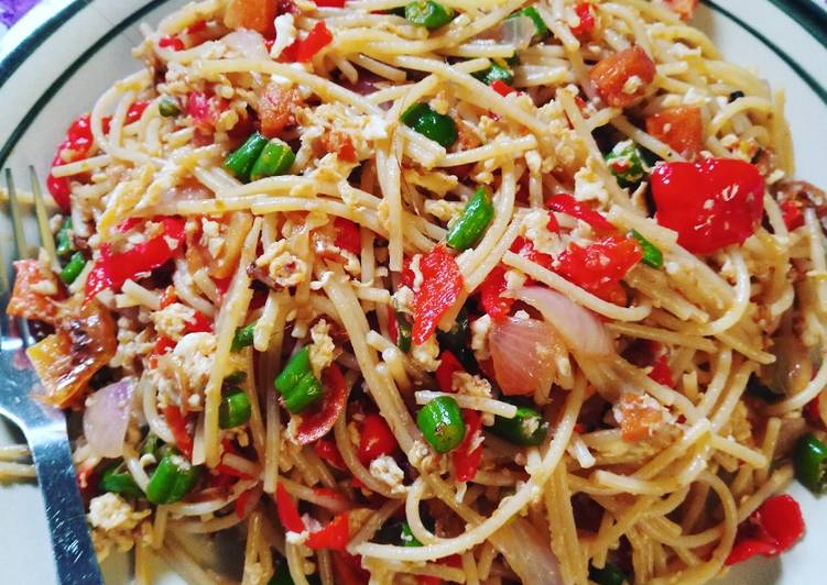 Easiest Way to Make Homemade Stir fry spaghetti | Simple Recipe For Beginner