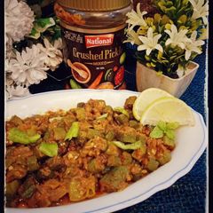 A picture of Achari bhindi.