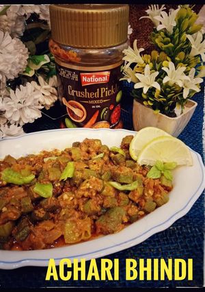 A picture of Achari bhindi.