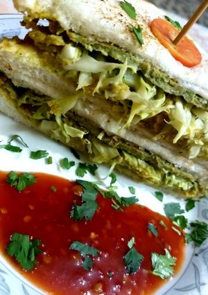 A picture of Chicken shami sandwich.