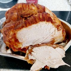 A picture of My Roasted Turky Crown with Crisp Bacon on top 🤩.