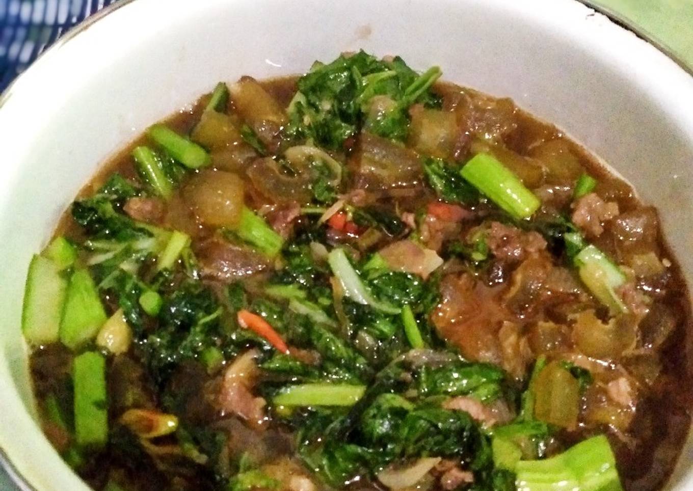 Tumis Sawi + Daging Sapi Saos Tiram